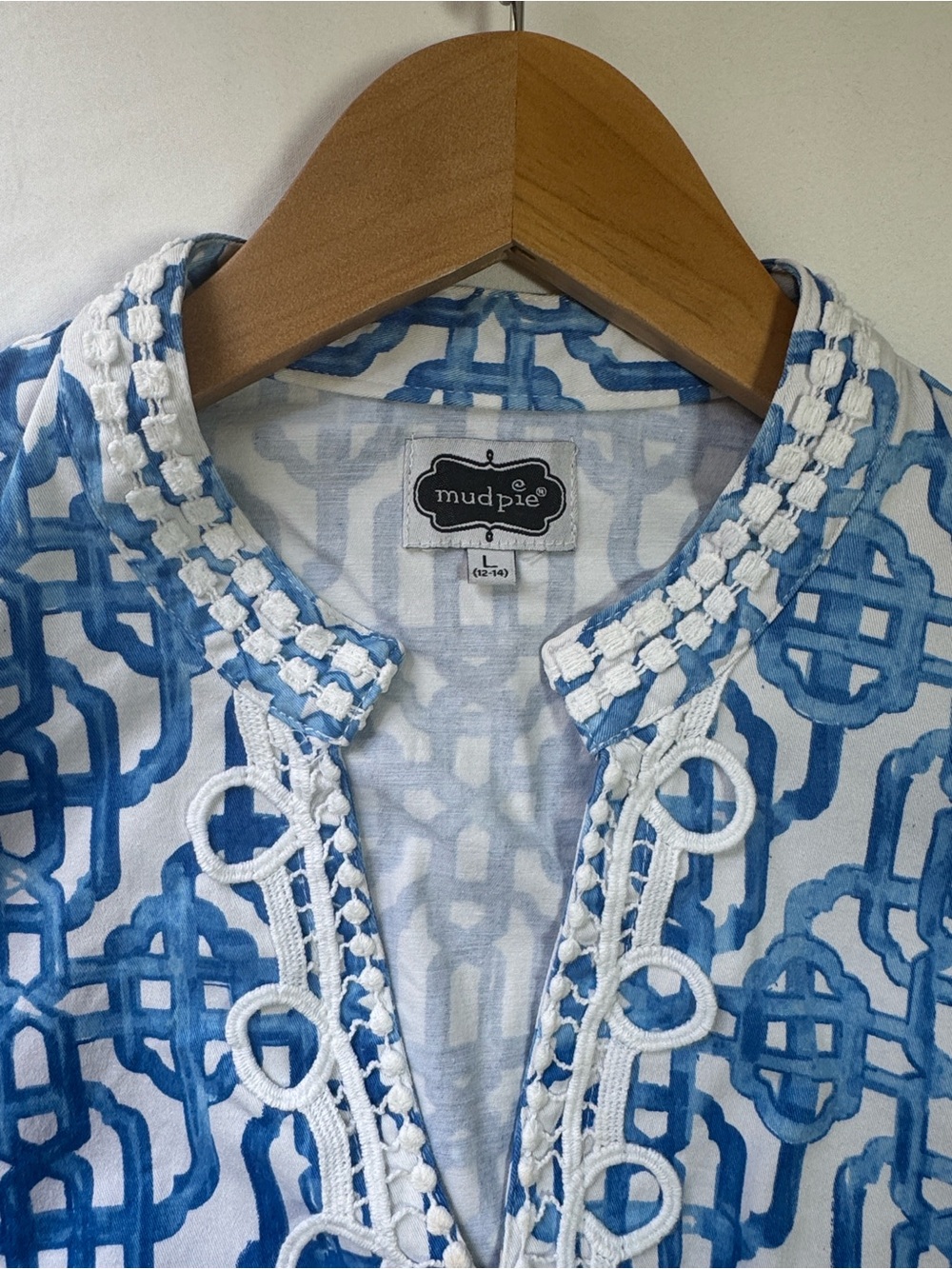 Preppy Blue Mud Pie Geometric Sleeveless Shift Dress - Picture 5 of 5
